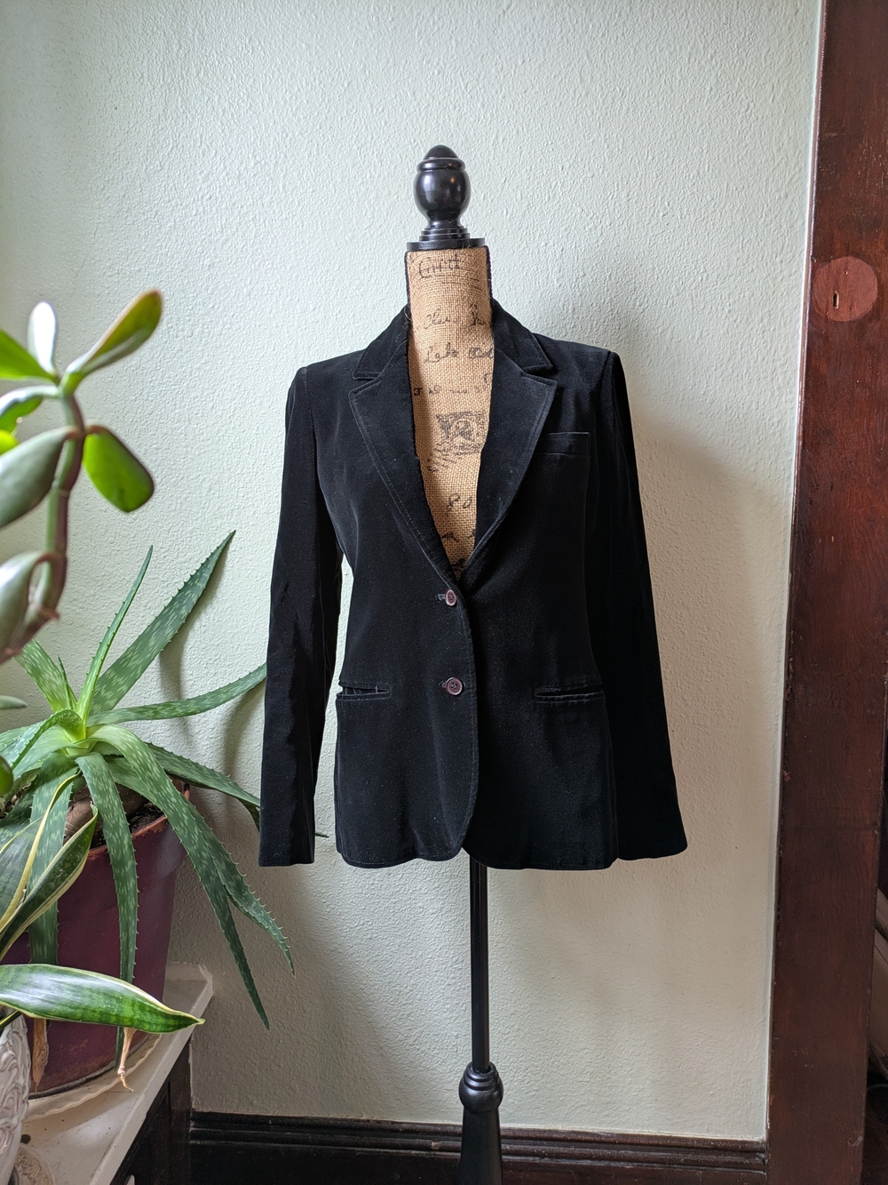 Vintage Black Velvet Tailored Blazer